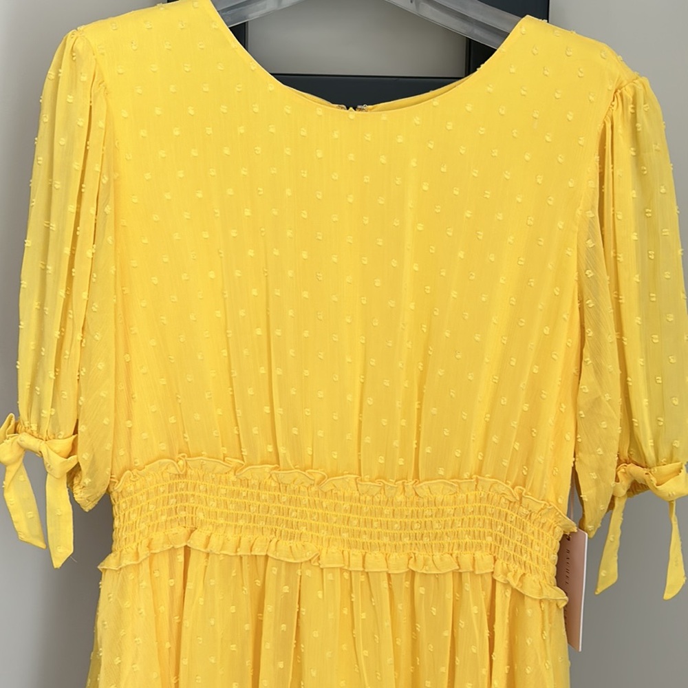Rachel Parcell Golden Yellow Swiss-Dot fabric dress size Large